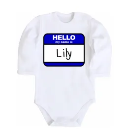 Дитячий бодік Hello my name is Lily Білий фото
