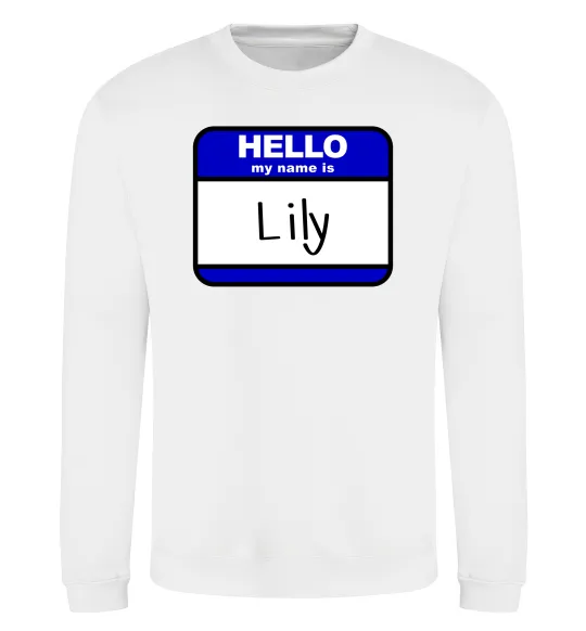 Світшот Hello my name is Lily Білий фото