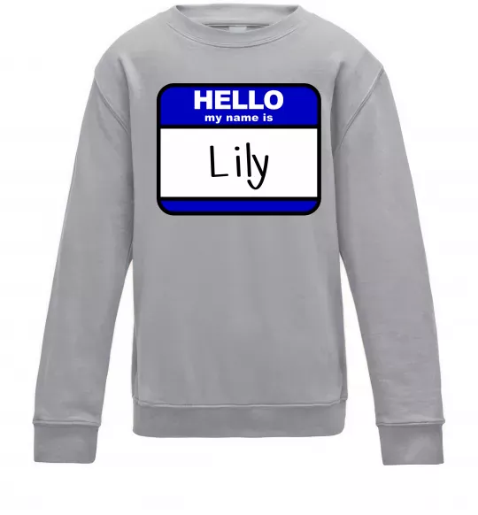 Дитячий світшот Hello my name is Lily Сірий меланж фото