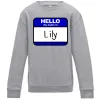Дитячий світшот Hello my name is Lily Сірий меланж фото