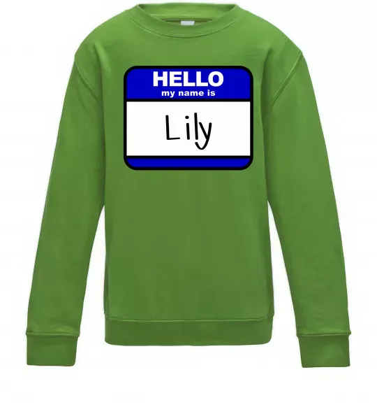 Дитячий світшот Hello my name is Lily Лаймовий фото