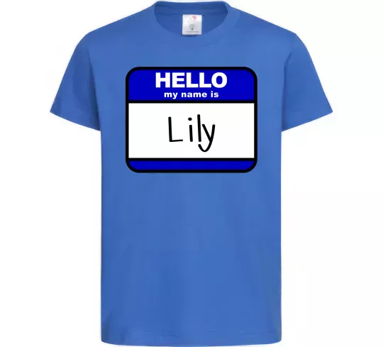 Дитяча футболка Hello my name is Lily Яскраво-синій фото