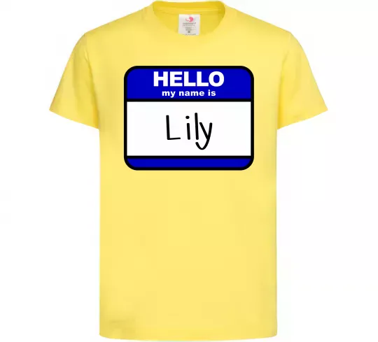 Дитяча футболка Hello my name is Lily Лимонний фото