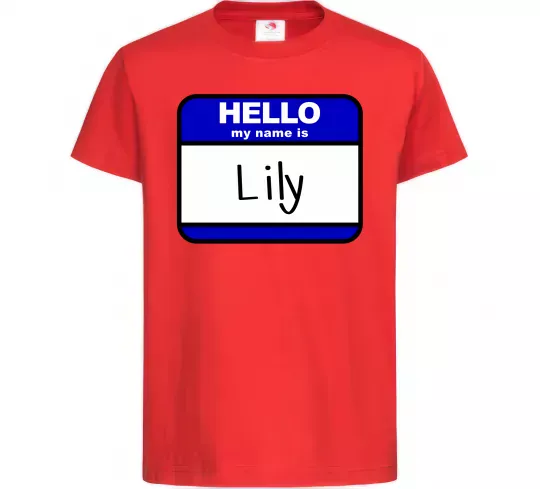 Дитяча футболка Hello my name is Lily Червоний фото