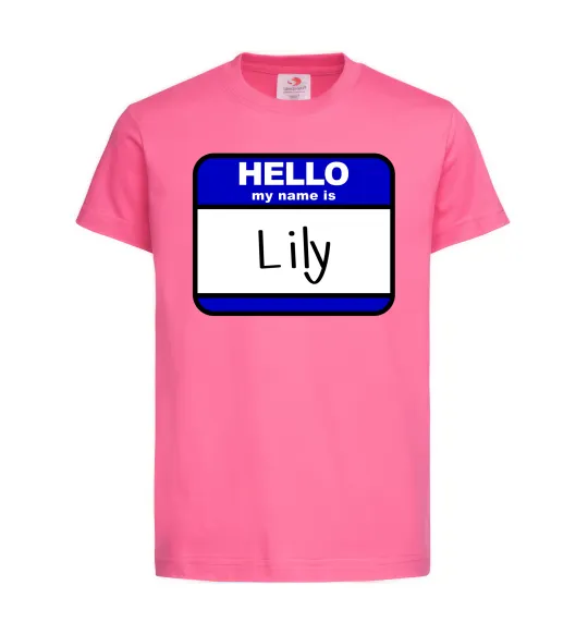 Дитяча футболка Hello my name is Lily Яскраво-рожевий фото