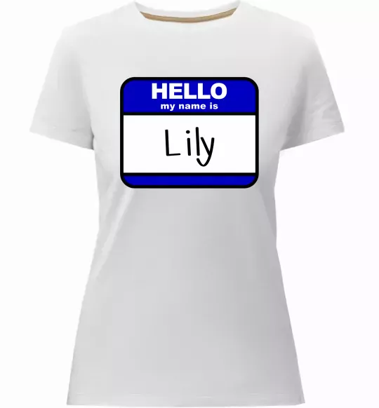 Жіноча преміум футболка Hello my name is Lily Білий фото