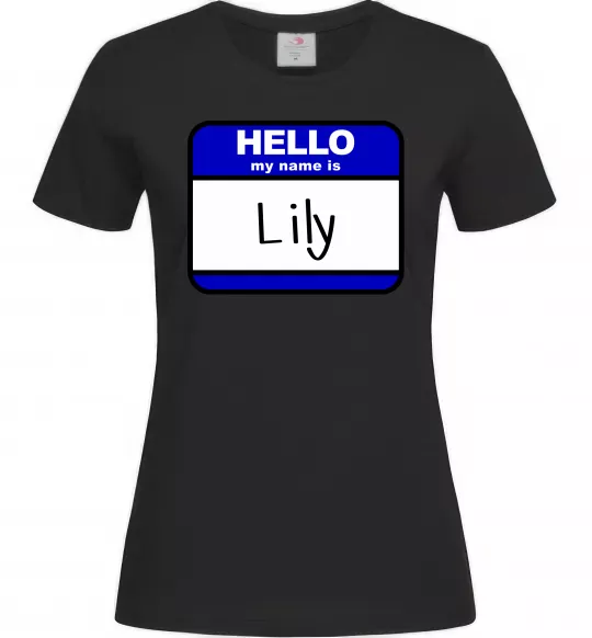 Жіноча футболка Hello my name is Lily Чорний фото