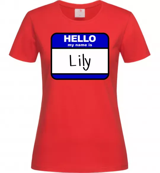 Жіноча футболка Hello my name is Lily Червоний фото