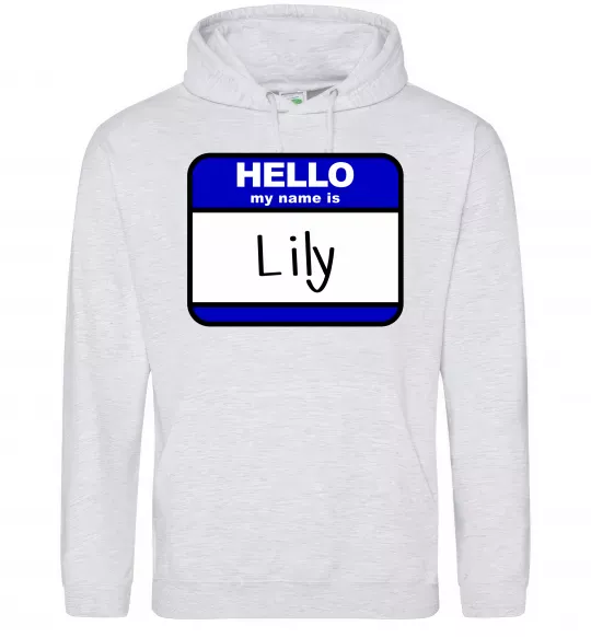 Жіноча толстовка (худі) Hello my name is Lily Сірий меланж фото