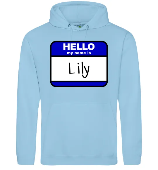 Женская толстовка (худи) Hello my name is Lily Голубой фото