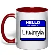 Чашка з кольоровою ручкою My name is Lyudmila Червоний фото