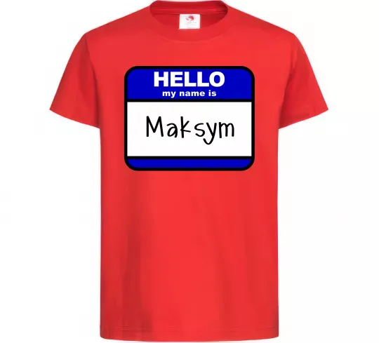 Детская футболка My name is Maksym Красный фото