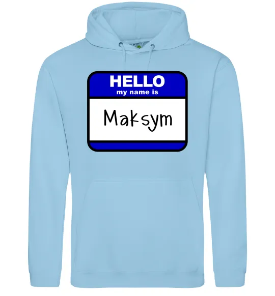 Чоловіча толстовка (худі) My name is Maksym Блакитний фото