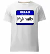Мужская премиум футболка Hello my name is Mykhailo Белый фото