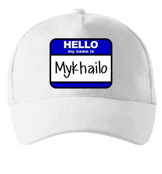 Кепка Hello my name is Mykhailo Білий фото