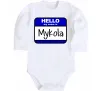 Дитячий бодік Hello my name is Mykola Білий фото