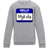 Детский Свитшот Hello my name is Mykola Серый меланж фото