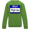 Детский Свитшот Hello my name is Mykola Лаймовый фото