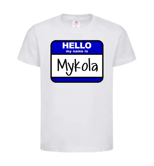 Дитяча футболка Hello my name is Mykola Білий фото