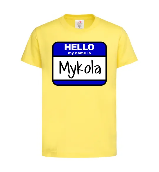 Дитяча футболка Hello my name is Mykola Лимонний фото