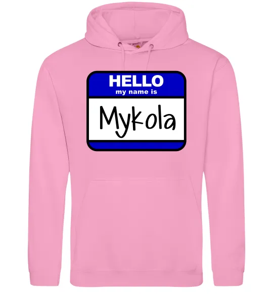 Чоловіча толстовка (худі) Hello my name is Mykola Рожевий фото