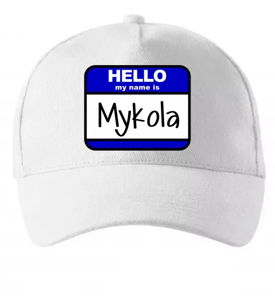 Кепка Hello my name is Mykola Білий фото