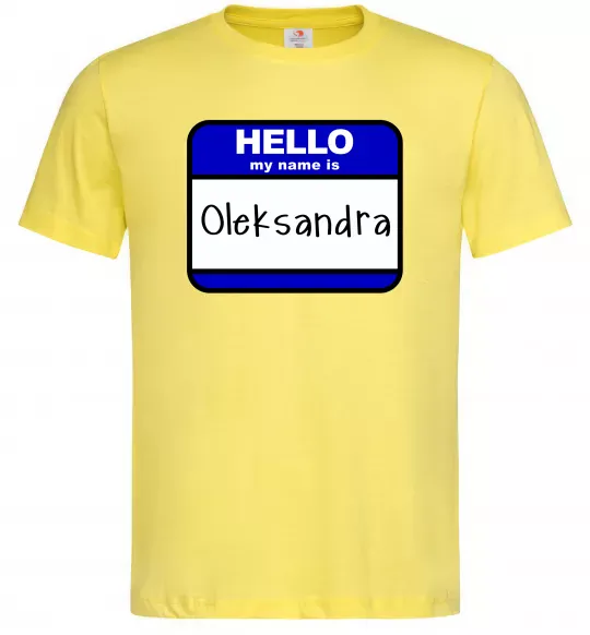 Мужская футболка Hello my name is Oleksandra Лимонный фото