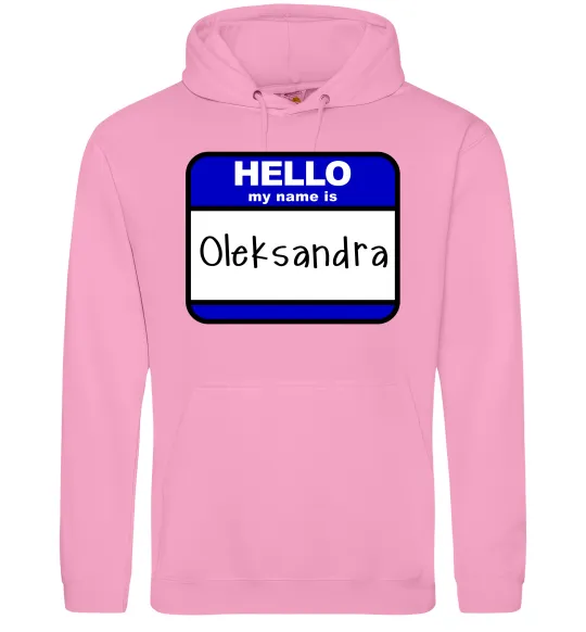 Чоловіча толстовка (худі) Hello my name is Oleksandra Рожевий фото
