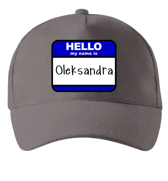 Кепка Hello my name is Oleksandra Серый фото