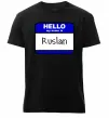 Мужская премиум футболка Hello my name is Ruslan Черный фото