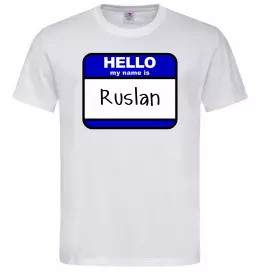 Мужская футболка Hello my name is Ruslan Белый Мужская футболка Hello my name is Ruslan Белый фото