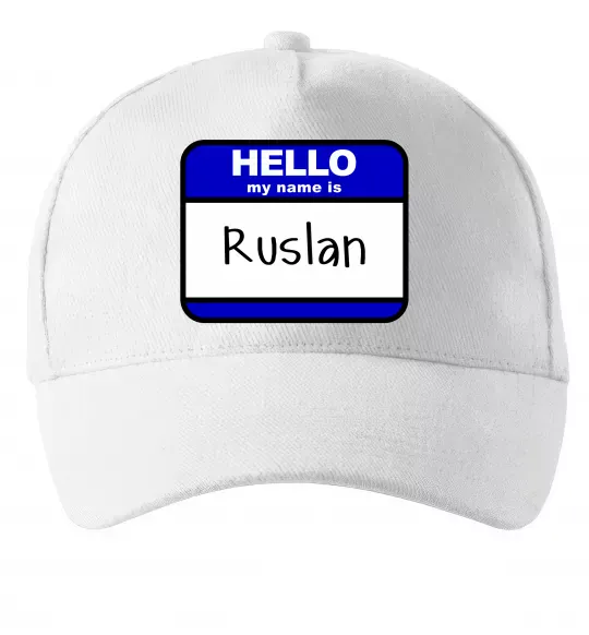 Кепка Hello my name is Ruslan Білий фото