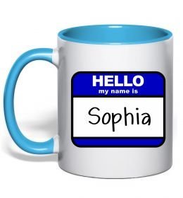 Чашка с цветной ручкой Hello my name is Sophia