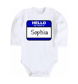 Детский боди Hello my name is Sophia Белый фото