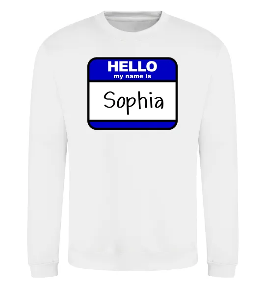 Світшот Hello my name is Sophia Білий фото