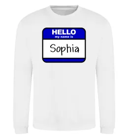 Світшот Hello my name is Sophia Білий фото