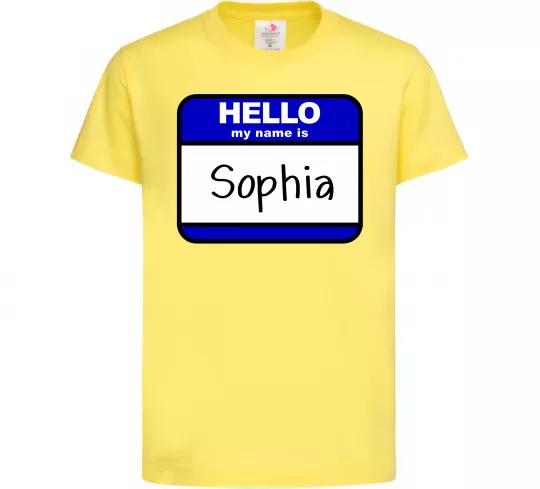 Детская футболка Hello my name is Sophia Лимонный фото