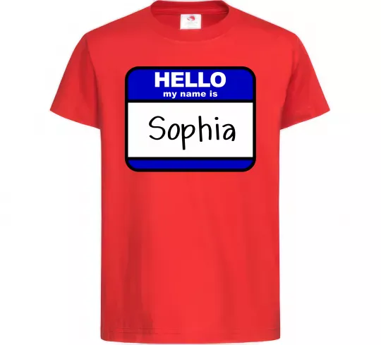 Детская футболка Hello my name is Sophia Красный фото