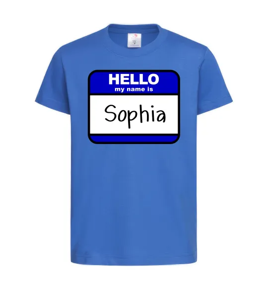 Детская футболка Hello my name is Sophia Ярко-синий фото