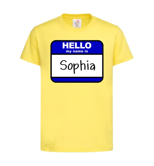 Детская футболка Hello my name is Sophia Лимонный фото