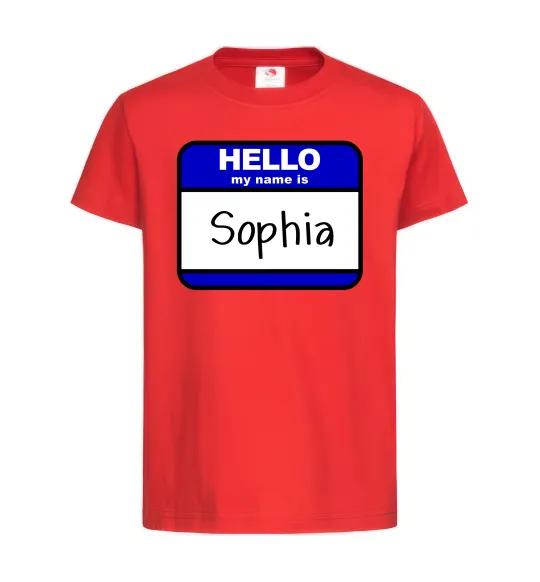Детская футболка Hello my name is Sophia Красный фото