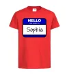 Детская футболка Hello my name is Sophia Красный фото