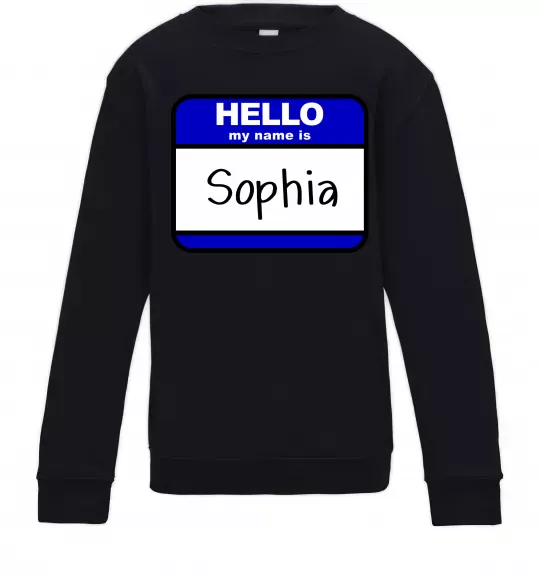 Дитячий світшот Hello my name is Sophia Чорний фото