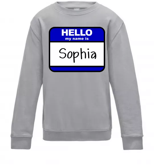 Дитячий світшот Hello my name is Sophia Сірий меланж фото