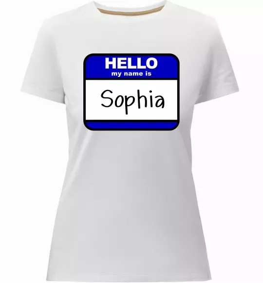 Женская премиум футболка Hello my name is Sophia Белый фото