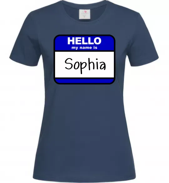Женская футболка Hello my name is Sophia Темно-синий фото