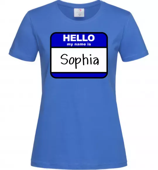 Женская футболка Hello my name is Sophia Ярко-синий фото