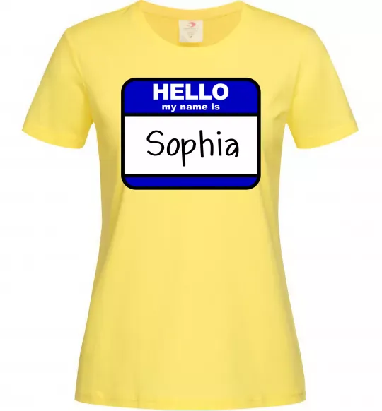 Женская футболка Hello my name is Sophia Лимонный фото