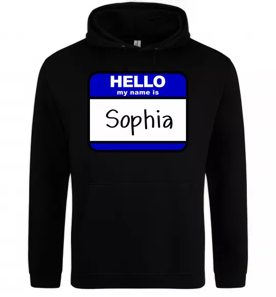 Женская толстовка (худи) Hello my name is Sophia Черный фото