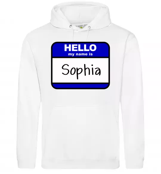Женская толстовка (худи) Hello my name is Sophia Белый фото